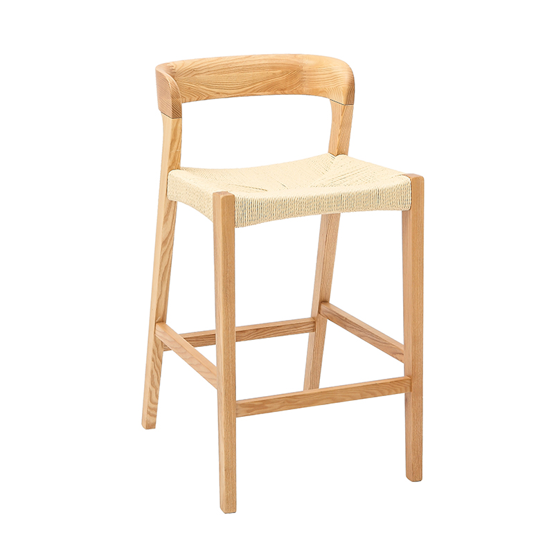 Scaun de bar țesut cu frânghie cu suport lombar